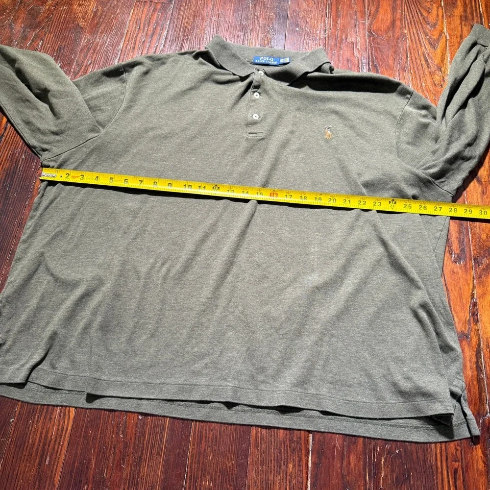 Polo Ralph Lauren Shirt‎ Mens 3XB Gray Long Sleeve Polo Big Tall Flesh Pony